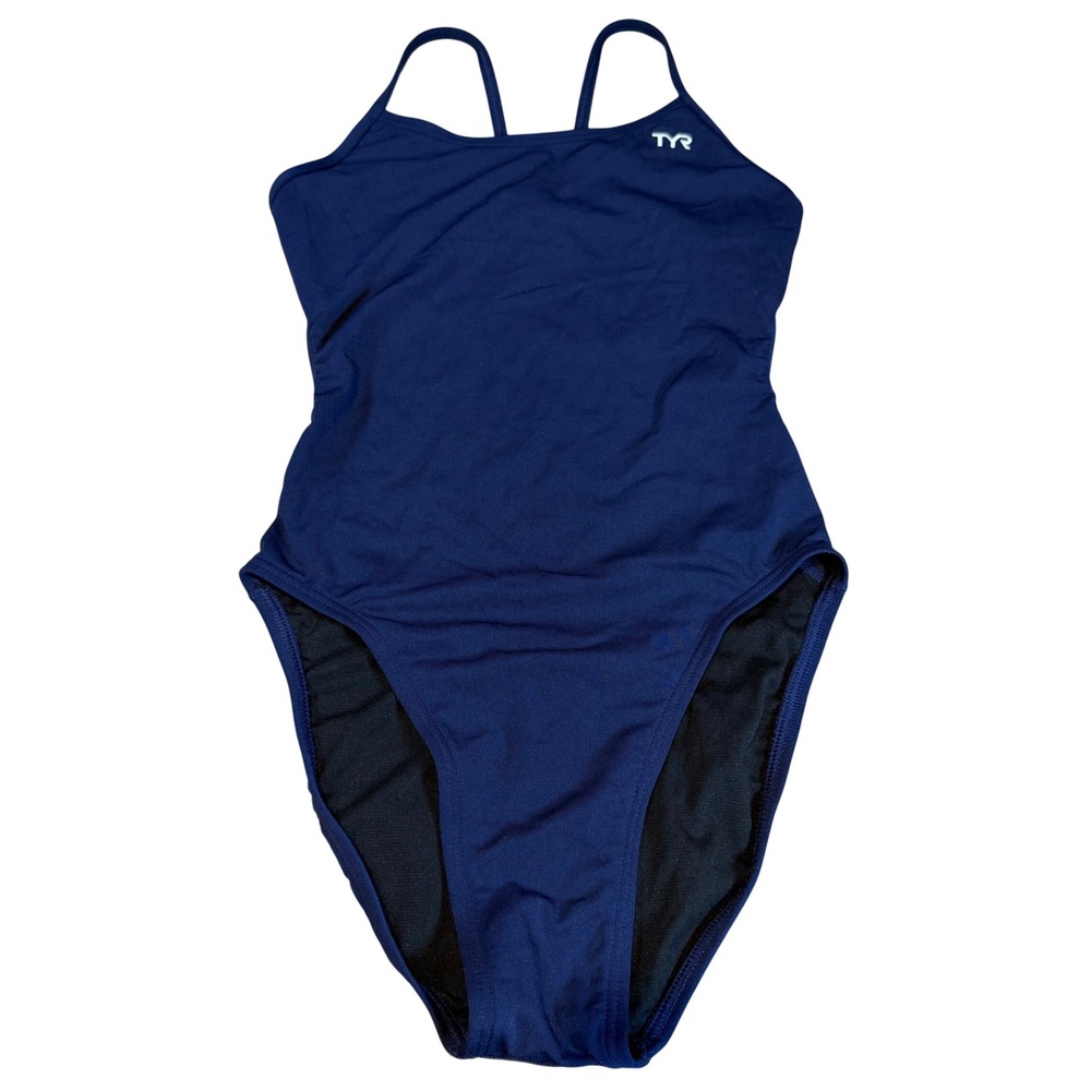 TYR Women Navy Durafast Lite Solid Cutoutfit Swimsuit Size 30 S TFSOD7A